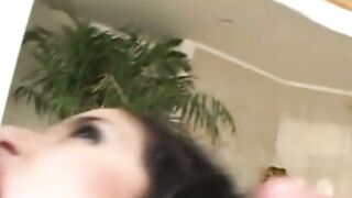 Naughty babe Tiffany Hopkins gives blowjob in wild threesome