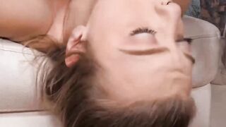 Cock hungry babe Ashley Manson fed jizz after blowjob orgy