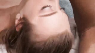 Cock hungry babe Ashley Manson fed jizz after blowjob orgy