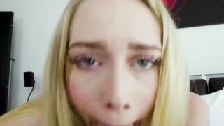 Sexy blonde Emma Starletto ball licking deepthroat for cum