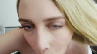 Sexy blonde Emma Starletto ball licking deepthroat for cum