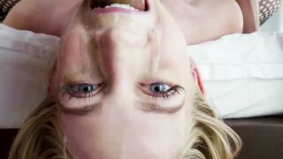 Sexy blonde Emma Starletto ball licking deepthroat for cum