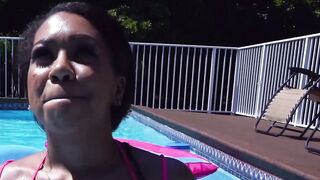 Natural tits babe Katt Garcia anal drilled hardcore by pool