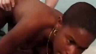 Young ebony pussy pounded doggystyle before reverse cowgirl