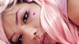 Horny asian Sami Parker serves sloppy blowjob in a hardcore threesome with handsome J