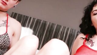 Shemale Cassidy Quinn cumming after sensual footjob