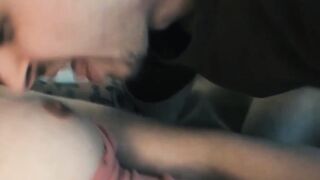 FTM stud banged and creampied by hung trans girlfriend