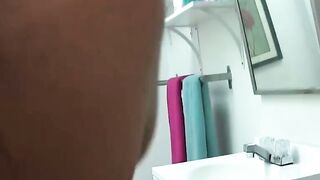 Pretty natural tits babe moans during passionate pussy play
