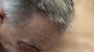 Horny senior cock sucking and ball licking hung young jock