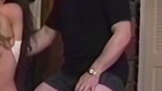 Vintage brunette babe fucked doggystyle by big mature cock
