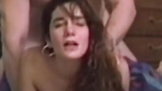 Vintage brunette babe fucked doggystyle by big mature cock