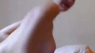 Big-Titted French Girl Plays with Dildo on Webcam