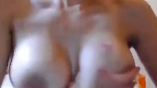 Big-Titted French Girl Plays with Dildo on Webcam
