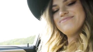 Sexy hitchhiker Nicole Rae worships my extra large dick for a free ride