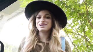 Sexy hitchhiker Nicole Rae worships my extra large dick for a free ride