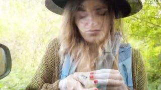 Sexy hitchhiker Nicole Rae worships my extra large dick for a free ride