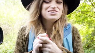 Sexy hitchhiker Nicole Rae worships my extra large dick for a free ride