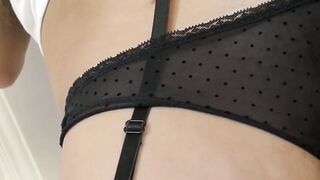 Sexy lingerie dyke moans from pleasure while pussy licked