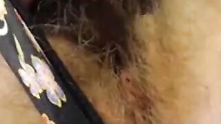 Hairy Blonde Amateur Close-Up Masturbation