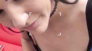 Horny nipples and pussy play by busty UK beauty before BJ