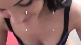 Horny nipples and pussy play by busty UK beauty before BJ