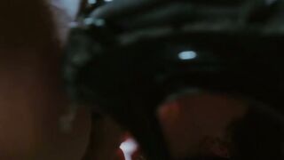 Latex wearing babe and her master have kinky fuck session