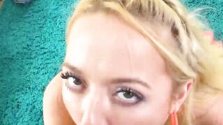Little blonde teen that loves to go down on some hard cock