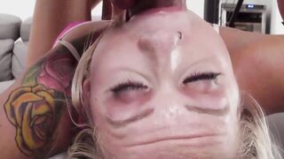 Blonde cutie Chanel Grey throat fucked before nasty facial