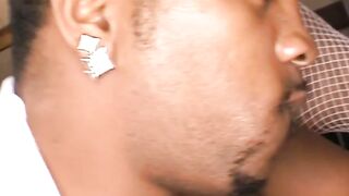 Bubble butt ebony Ms Cleo oiled up and missionary drilled