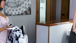 Cute teen Ember Snow licked by Britt Blair pierced tongue