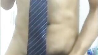 Asian Twink Caught Jerking in Bathroom