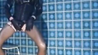 Latex Crossdresser Roxy Takes on a Big Cock
