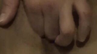 Busty mature babe fingers her pussy solo after shower