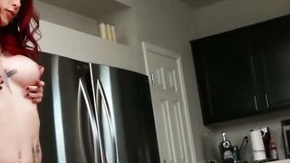 Inked shemale Chelsea Marie swallows cum after deepthroat