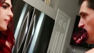 Inked shemale Chelsea Marie swallows cum after deepthroat