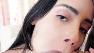 Latina babe Andreina Deluxe throat fucked and swallowed cum