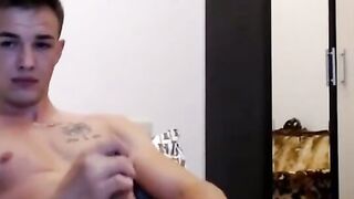 European Twink Strokes Big Cock on Cam
