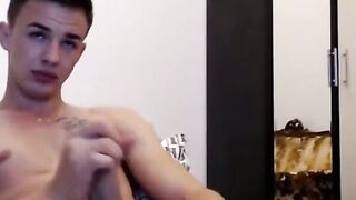 European Twink Strokes Big Cock on Cam