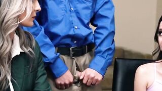Lustful coed shares teachers dick with busty milf
