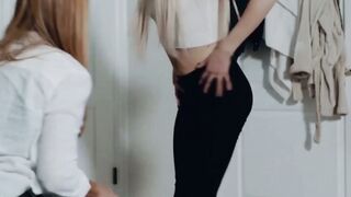 Cute Asian girl and her lesbian girlfriend lick each other