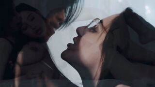 Cute Asian girl and her lesbian girlfriend lick each other