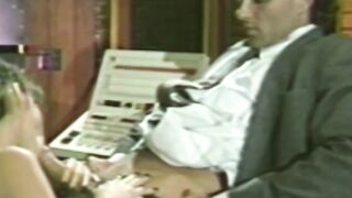 All natural retro pornstar gives titty job and bends over