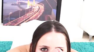 Pretty girl drools to suck out all the creamy cum filling