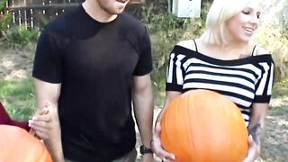 Pornstars pick up random guys to fuck for Halloween