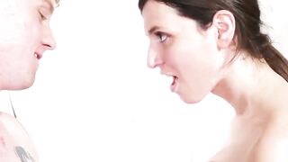 Busty tranny Korra Del Rio bends over for threesome ass bang