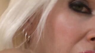 Sexy pierced blonde MILF Jade takes off provocative lingerie