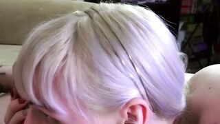 Blonde tgirl Lianna Lawson doggystyle banged before facial