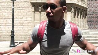 African guy picks up and bangs a freaky dark haired