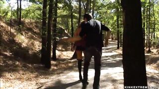 Big Boobed European skank banged inside outdoors