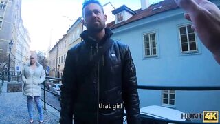 HUNT4K. Man admires how big tit Hottie makes hunter cum on